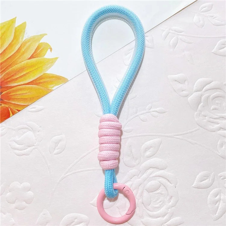 Phone Strap 15cm Wristlet Bracelet Two-Color Braided Polyester Anti-Loss Phone Wrist Strap