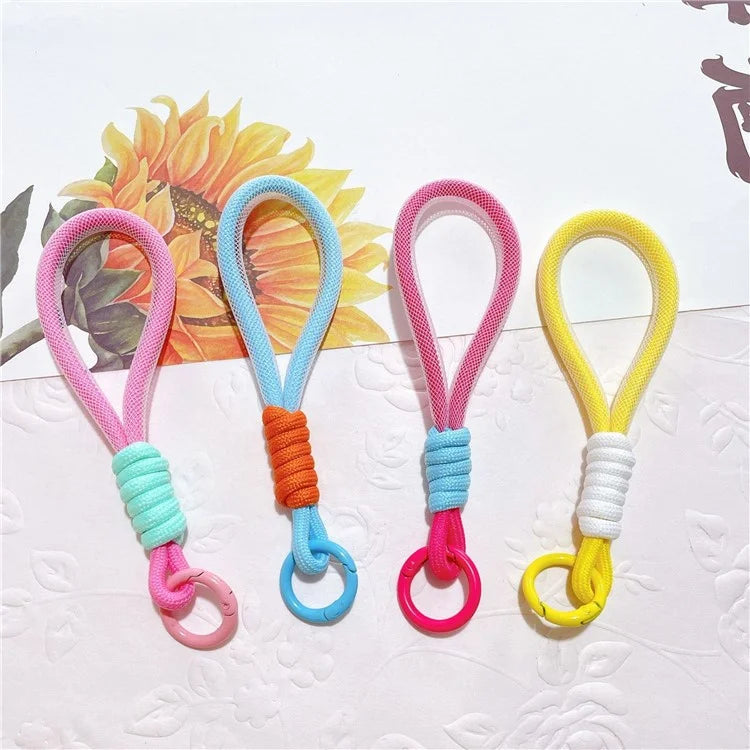 Phone Strap 15cm Wristlet Bracelet Two-Color Braided Polyester Anti-Loss Phone Wrist Strap