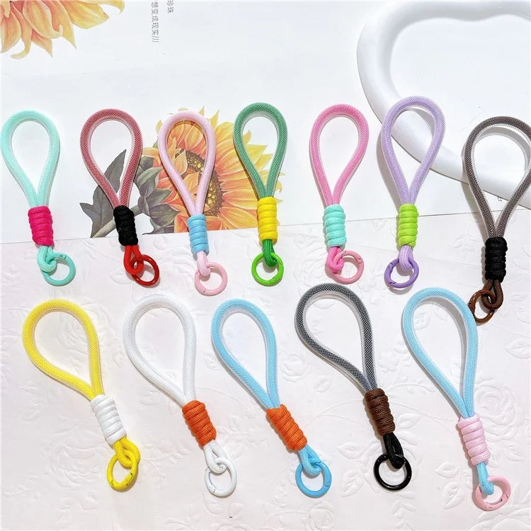 Phone Strap 15cm Wristlet Bracelet Two-Color Braided Polyester Anti-Loss Phone Wrist Strap