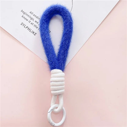 Hand Wrist Strap Lanyard Cell Phone Lanyard 16cm Plush Winter Warm Wristlet