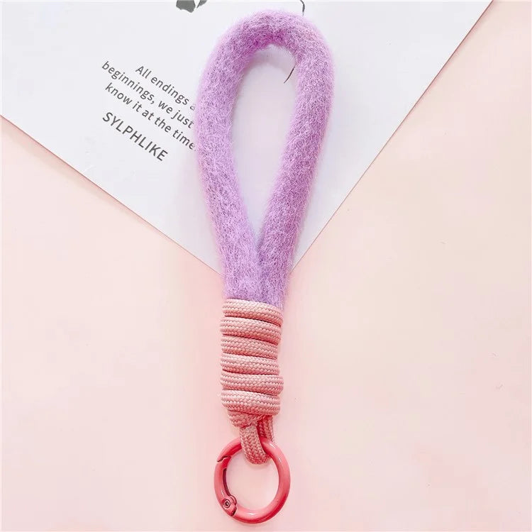 Hand Wrist Strap Lanyard Cell Phone Lanyard 16cm Plush Winter Warm Wristlet
