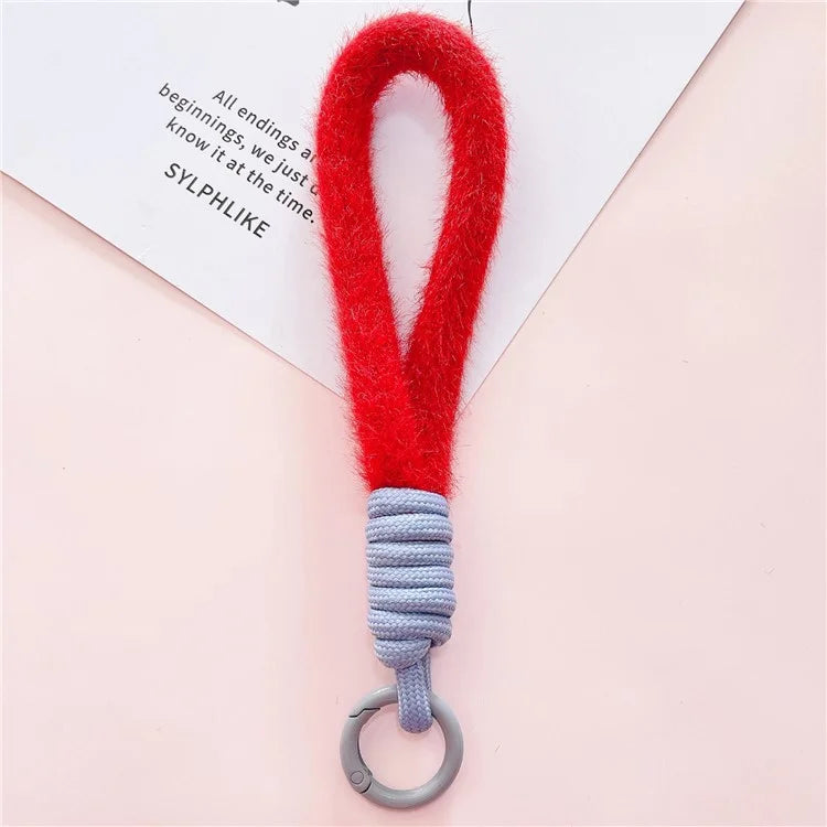 Hand Wrist Strap Lanyard Cell Phone Lanyard 16cm Plush Winter Warm Wristlet