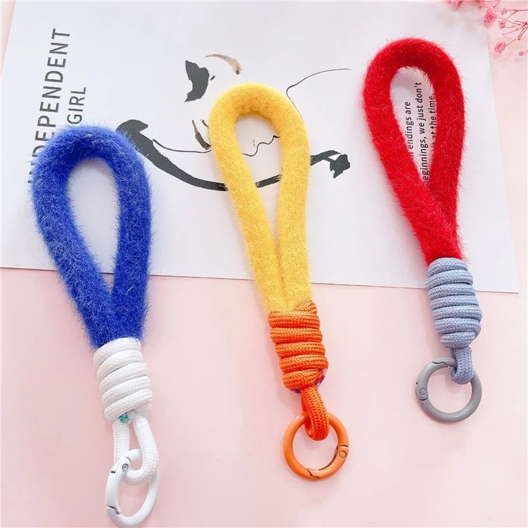 Hand Wrist Strap Lanyard Cell Phone Lanyard 16cm Plush Winter Warm Wristlet