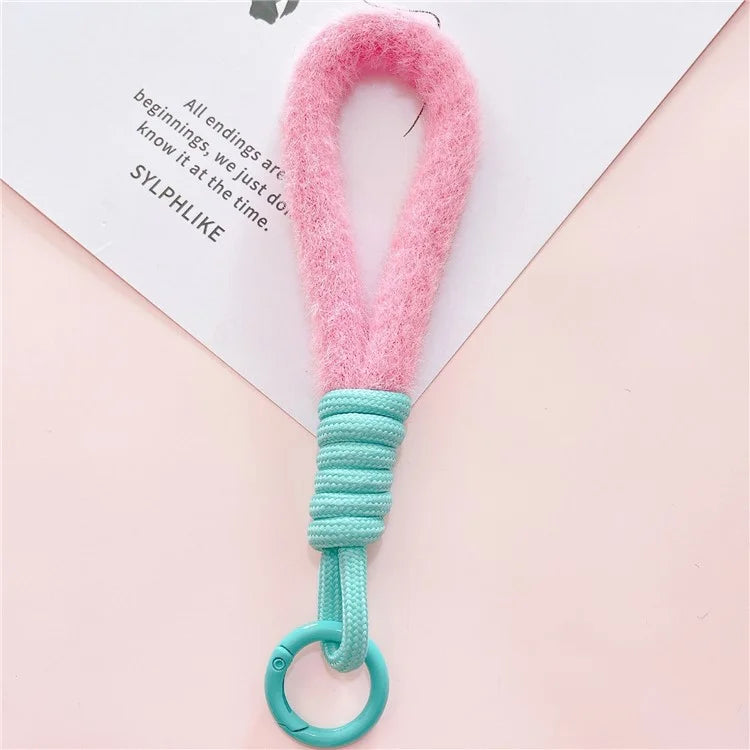 Hand Wrist Strap Lanyard Cell Phone Lanyard 16cm Plush Winter Warm Wristlet