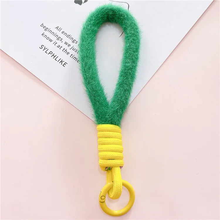 Hand Wrist Strap Lanyard Cell Phone Lanyard 16cm Plush Winter Warm Wristlet