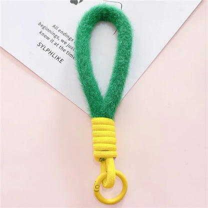 Hand Wrist Strap Lanyard Cell Phone Lanyard 16cm Plush Winter Warm Wristlet