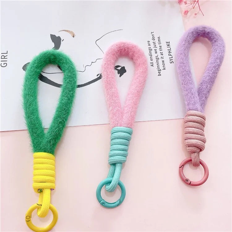Hand Wrist Strap Lanyard Cell Phone Lanyard 16cm Plush Winter Warm Wristlet