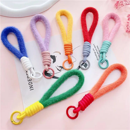 Hand Wrist Strap Lanyard Cell Phone Lanyard 16cm Plush Winter Warm Wristlet