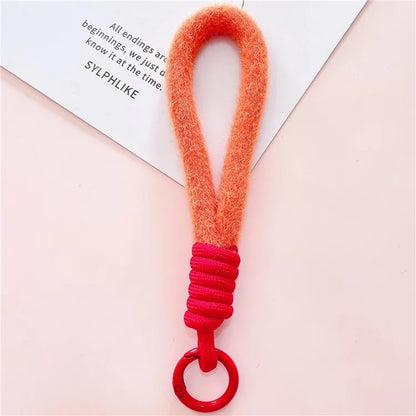 Hand Wrist Strap Lanyard Cell Phone Lanyard 16cm Plush Winter Warm Wristlet