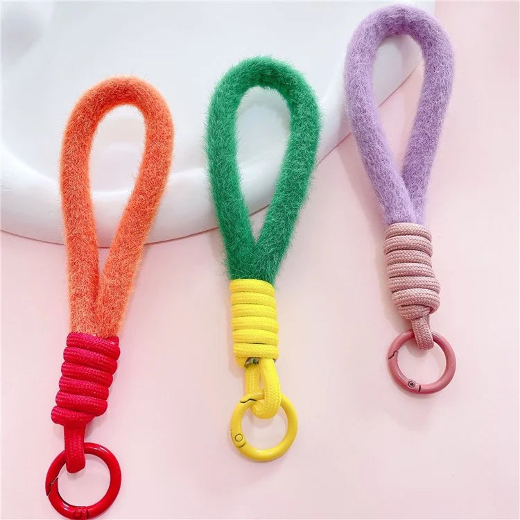 Hand Wrist Strap Lanyard Cell Phone Lanyard 16cm Plush Winter Warm Wristlet