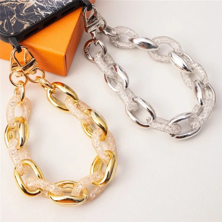 Metal Phone Charm 29cm Glitter Rhinestone Wristlet Bracelet Phone Lanyard Wrist