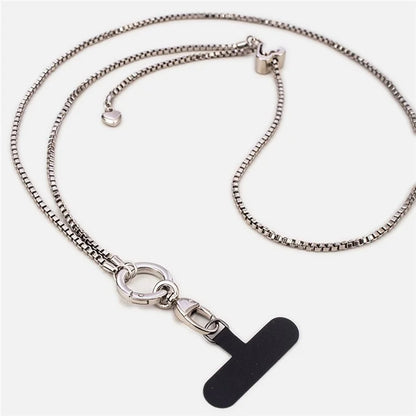 Metal Phone Chain Crossbody Neck Lanyard Love Heart Adjustable with Tether Tab, Total Length: 135cm