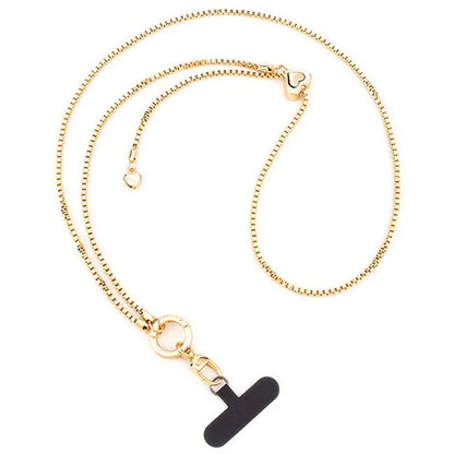 Metal Phone Chain Crossbody Neck Lanyard Love Heart Adjustable with Tether Tab, Total Length: 135cm