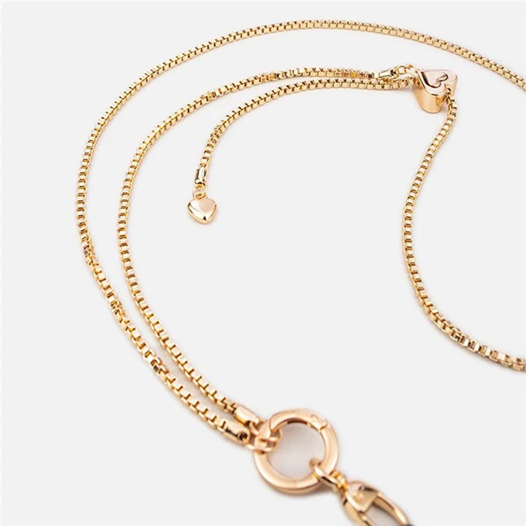 Metal Phone Chain Crossbody Neck Lanyard Love Heart Adjustable with Tether Tab, Total Length: 135cm