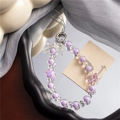 Beaded Phone Bracelet Strap Crystal Beaded Phone Charm Hand Wrist Lanyard, Total Length: 30cm