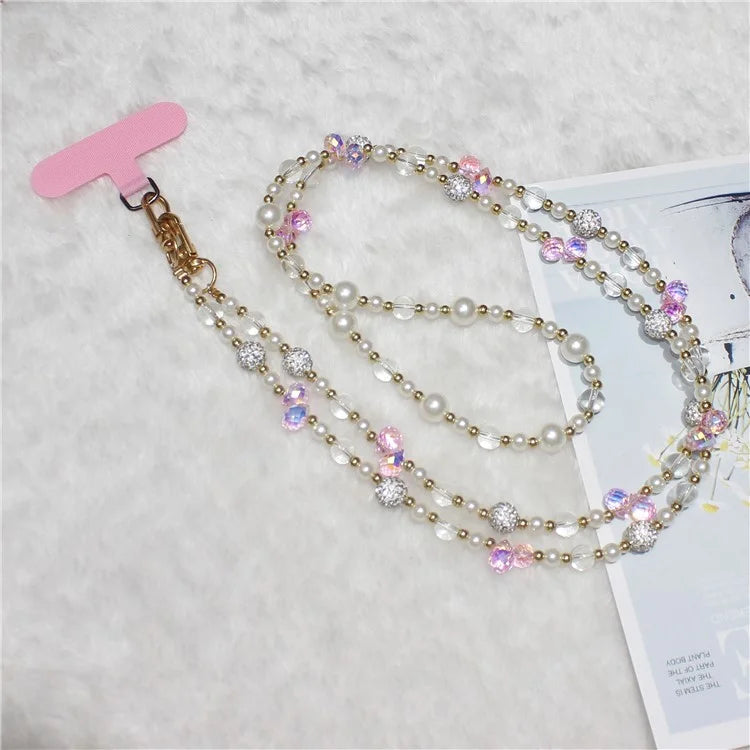 120cm Sparkling Diamond Beads Phone Strap Crossbody Chain
