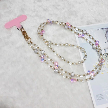120cm Sparkling Diamond Beads Phone Strap Crossbody Chain