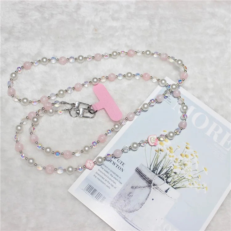120cm KT Beads Phone Strap Crossbody Chain Phone Lanyard