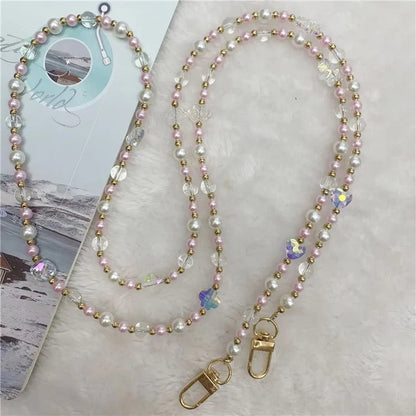 120cm Transparent Beads Phone Strap Crossbody Chain Phone Lanyard