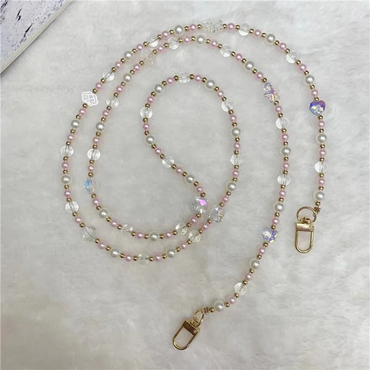 120cm Transparent Beads Phone Strap Crossbody Chain Phone Lanyard