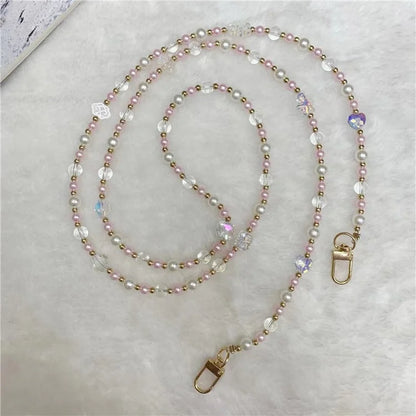 120cm Transparent Beads Phone Strap Crossbody Chain Phone Lanyard