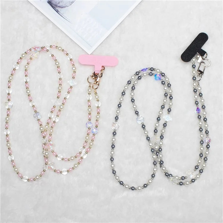 120cm Transparent Beads Phone Strap Crossbody Chain Phone Lanyard