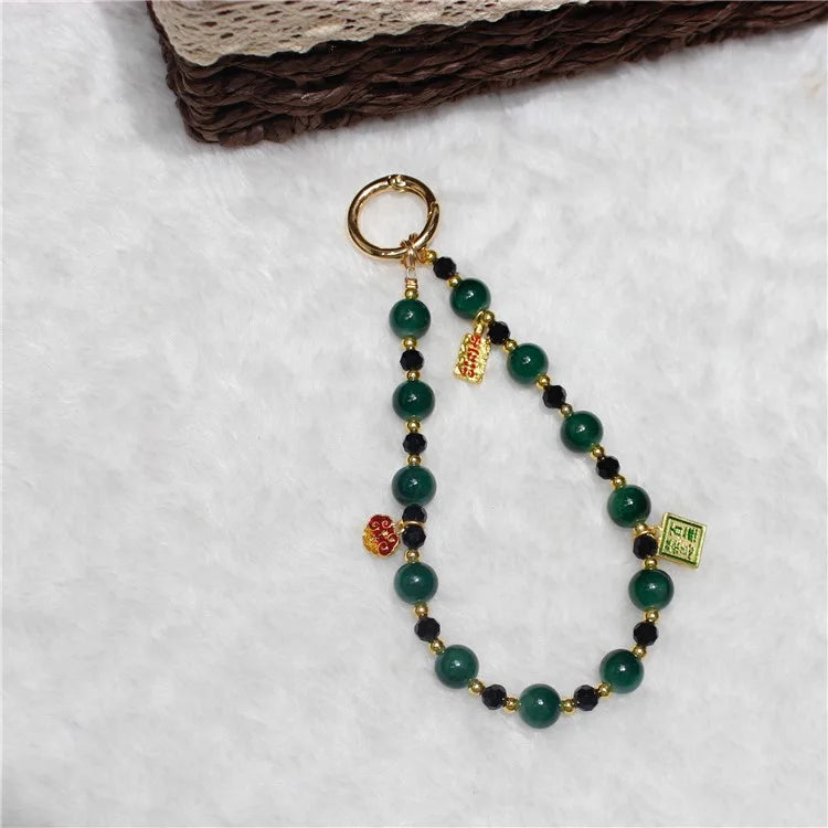 Cell Phone Lanyard 26cm Auspicious Bead Phone Chain Wrist Strap