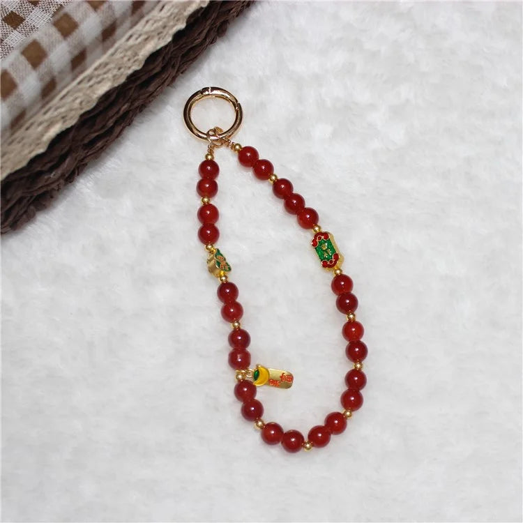 Cell Phone Lanyard 26cm Auspicious Bead Phone Chain Wrist Strap