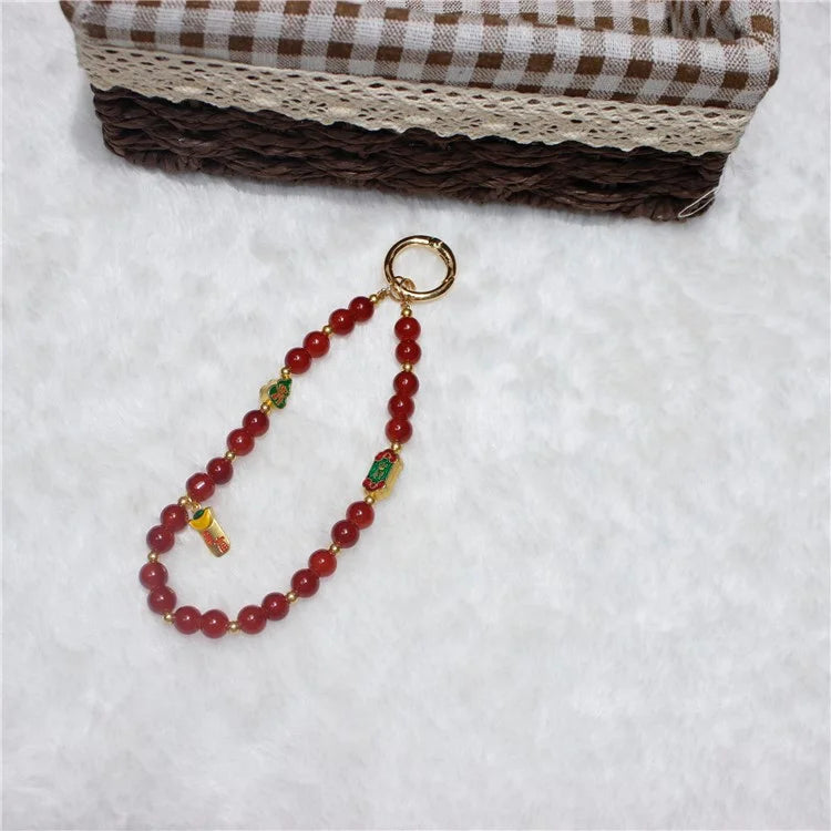 Cell Phone Lanyard 26cm Auspicious Bead Phone Chain Wrist Strap