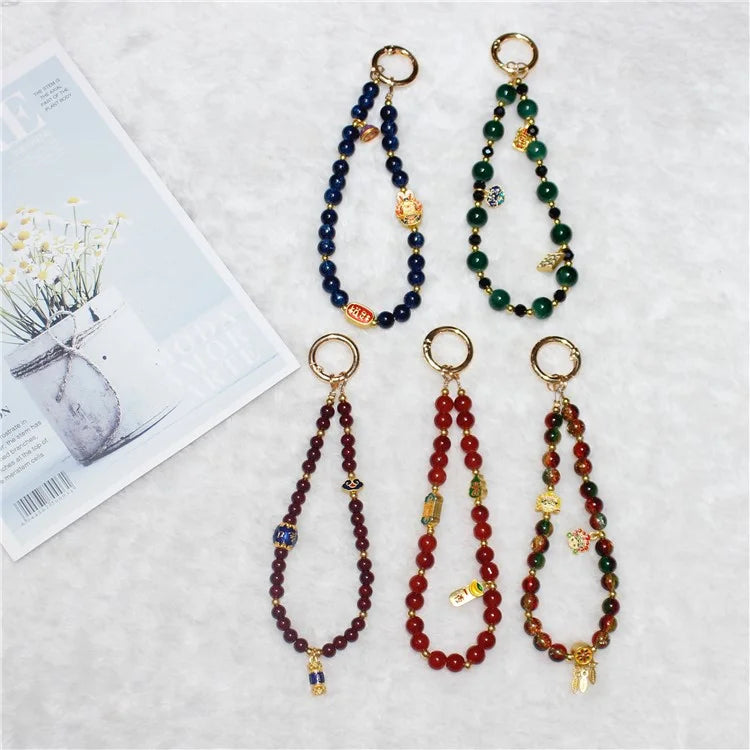 Cell Phone Lanyard 26cm Auspicious Bead Phone Chain Wrist Strap
