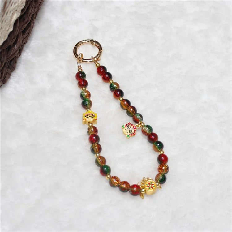 Cell Phone Lanyard 26cm Auspicious Bead Phone Chain Wrist Strap