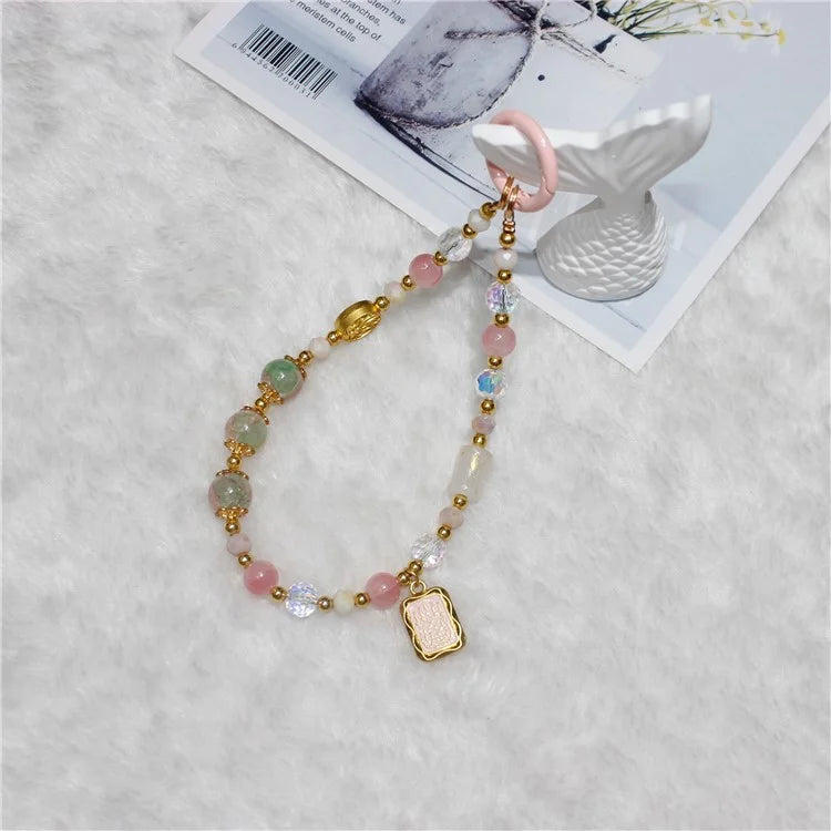 Cell Phone Lanyard 26cm Auspicious Bead Phone Chain Wrist Strap