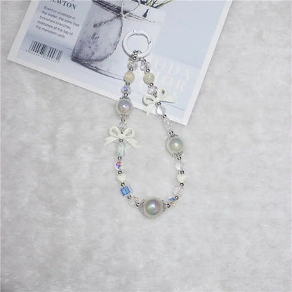 Cell Phone Lanyard 26cm Luminous Beads Bow Charm Phone Chain Wrist Strap