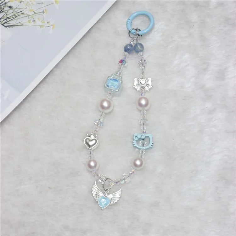 Cell Phone Lanyard 28cm Wing Charm Phone Chain Wrist Strap