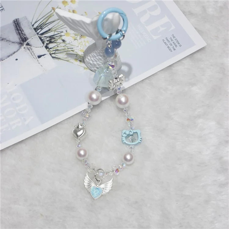 Cell Phone Lanyard 28cm Wing Charm Phone Chain Wrist Strap
