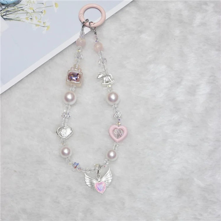 Cell Phone Lanyard 28cm Wing Charm Phone Chain Wrist Strap