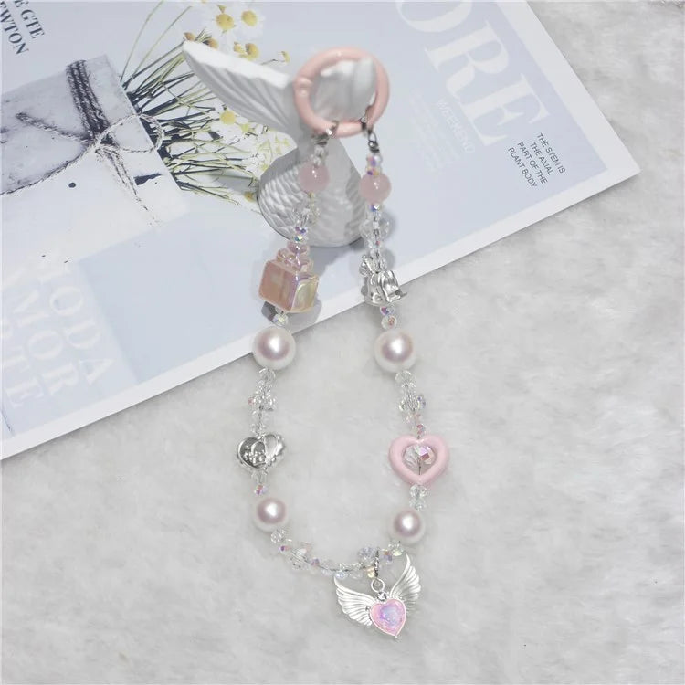 Cell Phone Lanyard 28cm Wing Charm Phone Chain Wrist Strap
