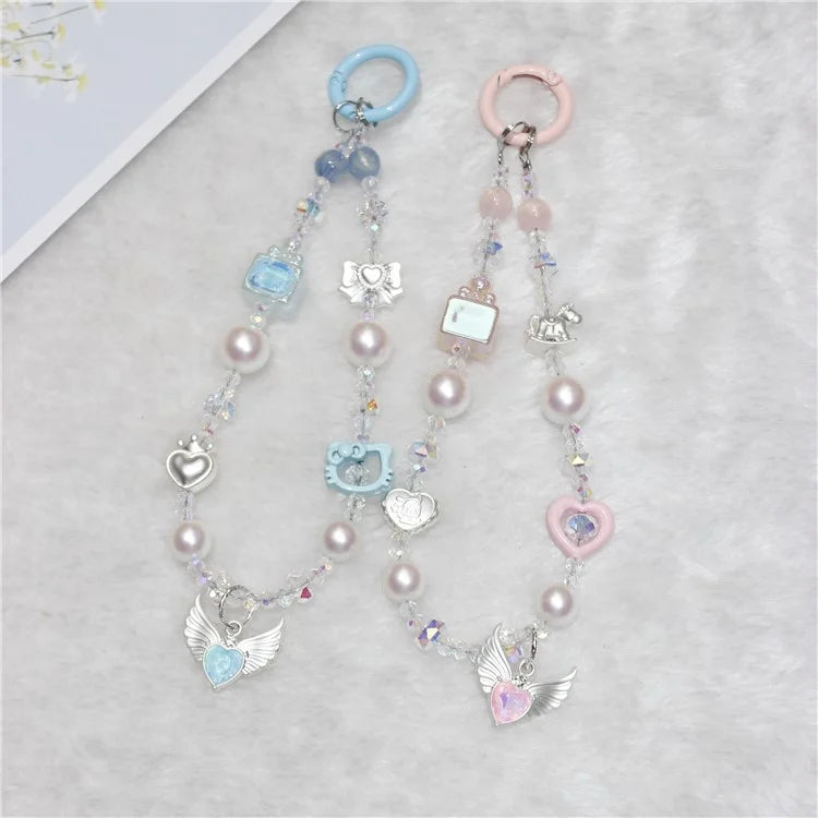 Cell Phone Lanyard 28cm Wing Charm Phone Chain Wrist Strap