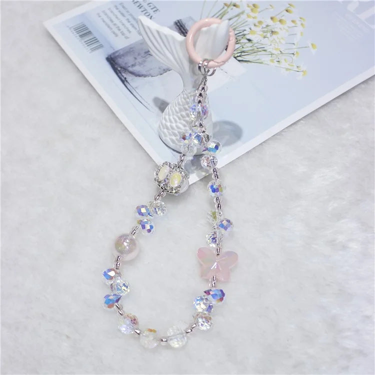 Cell Phone Lanyard 30cm Lantern Water Drop Beads Charm Phone Chain Wrist Strap