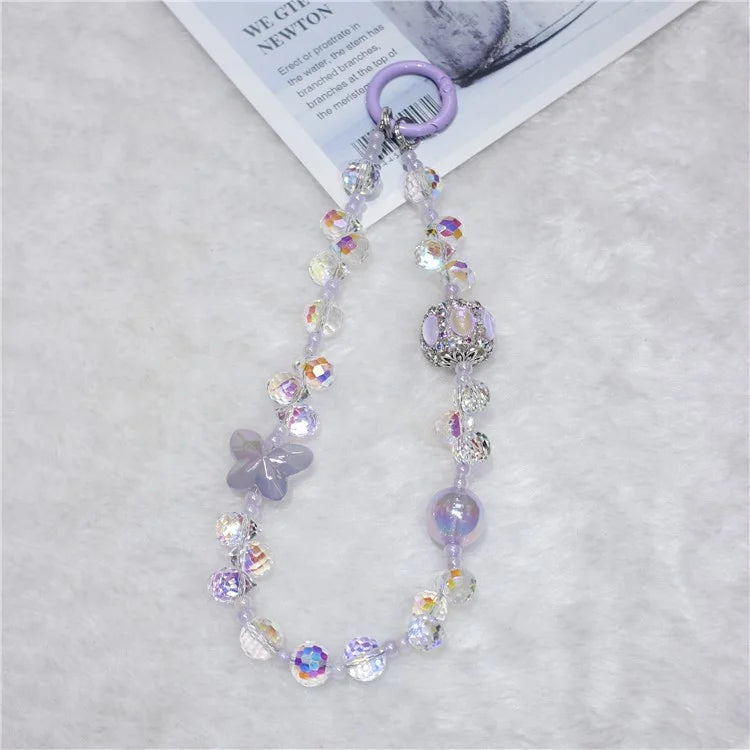 Cell Phone Lanyard 30cm Lantern Water Drop Beads Charm Phone Chain Wrist Strap