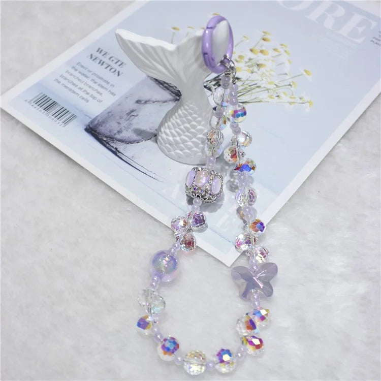 Cell Phone Lanyard 30cm Lantern Water Drop Beads Charm Phone Chain Wrist Strap