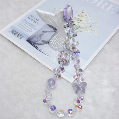 Cell Phone Lanyard 30cm Lantern Water Drop Beads Charm Phone Chain Wrist Strap
