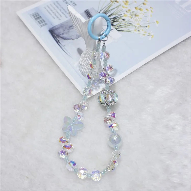 Cell Phone Lanyard 30cm Lantern Water Drop Beads Charm Phone Chain Wrist Strap