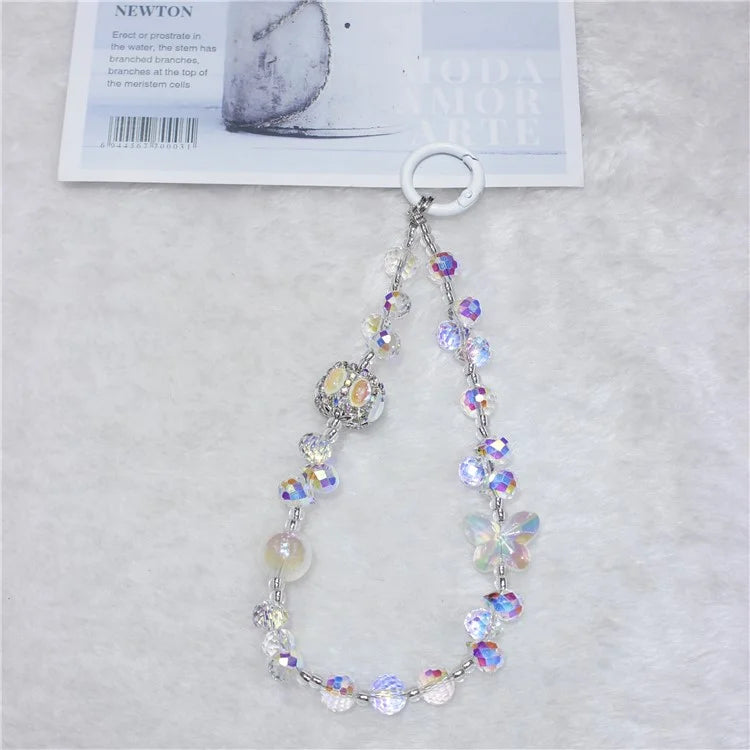 Cell Phone Lanyard 30cm Lantern Water Drop Beads Charm Phone Chain Wrist Strap