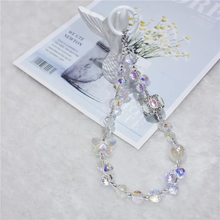 Cell Phone Lanyard 30cm Lantern Water Drop Beads Charm Phone Chain Wrist Strap