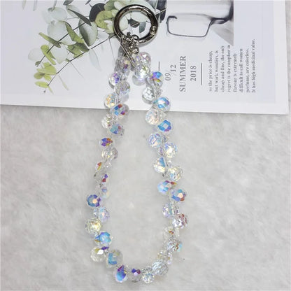 Cell Phone Lanyard 26cm Colorful Crystal Charm Phone Chain Wrist Strap