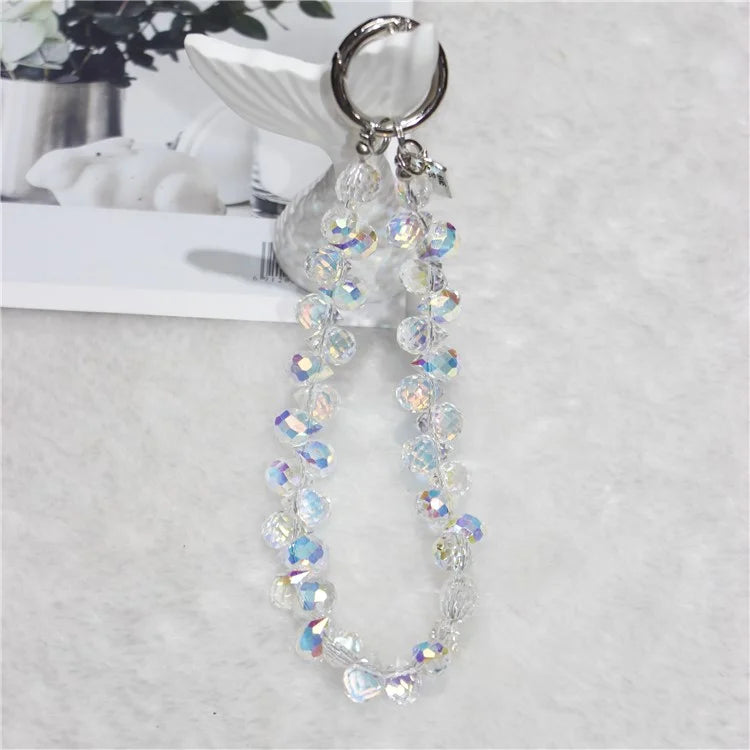 Cell Phone Lanyard 26cm Colorful Crystal Charm Phone Chain Wrist Strap