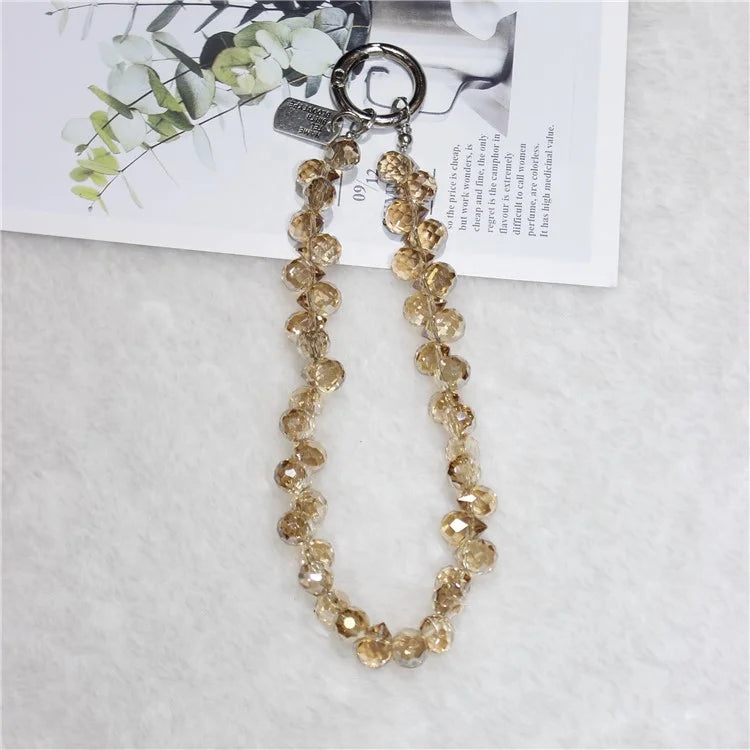 Cell Phone Lanyard 26cm Colorful Crystal Charm Phone Chain Wrist Strap