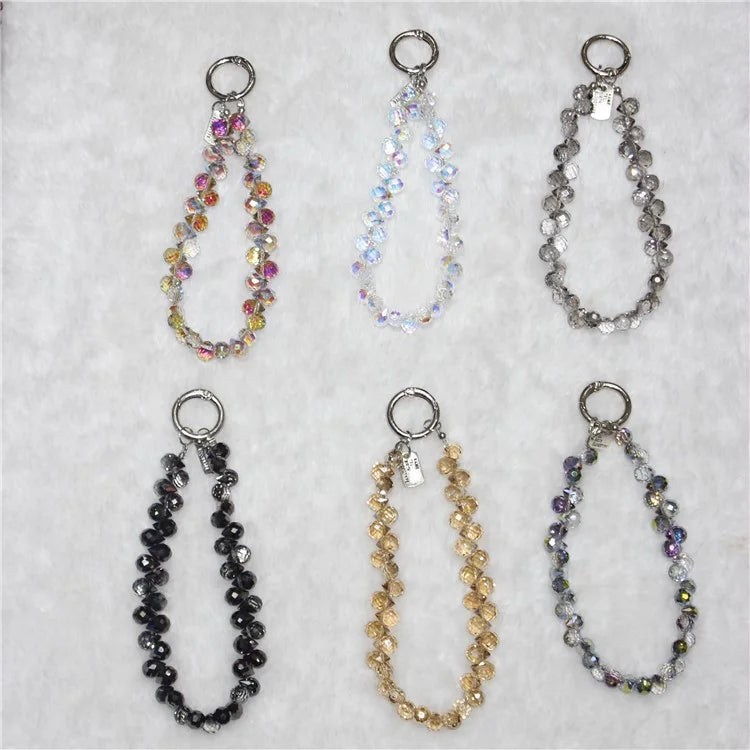 Cell Phone Lanyard 26cm Colorful Crystal Charm Phone Chain Wrist Strap