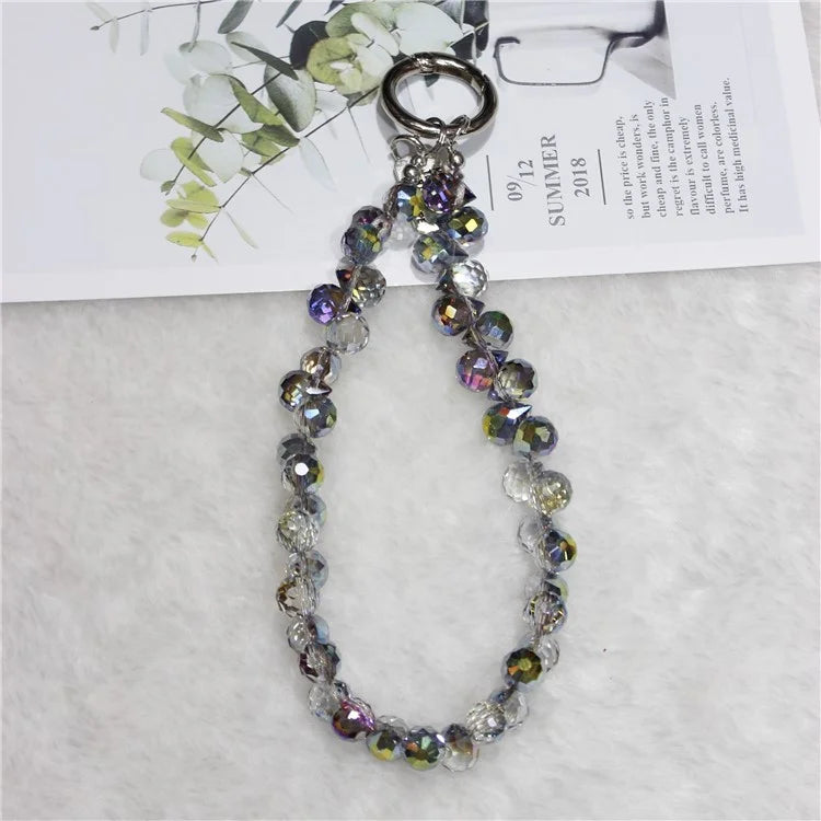Cell Phone Lanyard 26cm Colorful Crystal Charm Phone Chain Wrist Strap